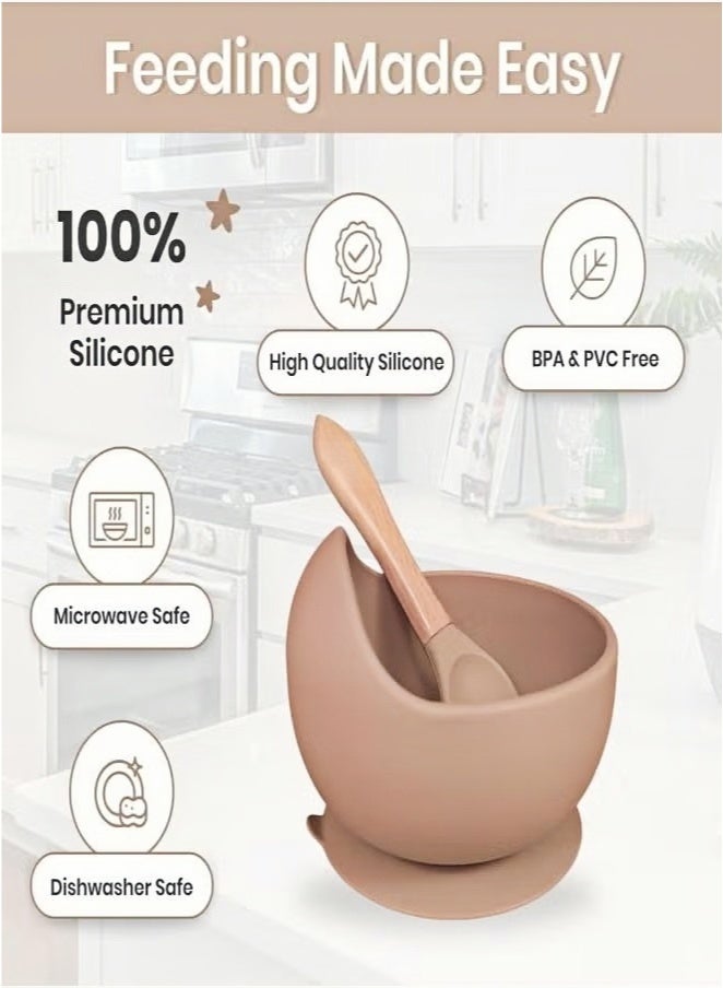 Set Of 2 Pieces Silicone Baby Feeding Set With Suction, Silicone Bowl and Spoon For Baby, Kids, - Image 4