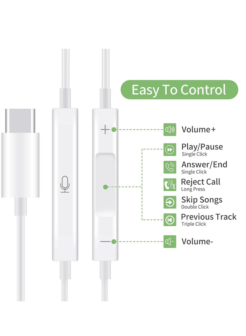 USB C Headphone, Type C Earbuds Wired Earphones with Microphone and Volume Control,in-Ear Earbud Noise Isolating for Google Pixel Oneplus Samsung Galaxy iPad Pro and MacBook - Image 4