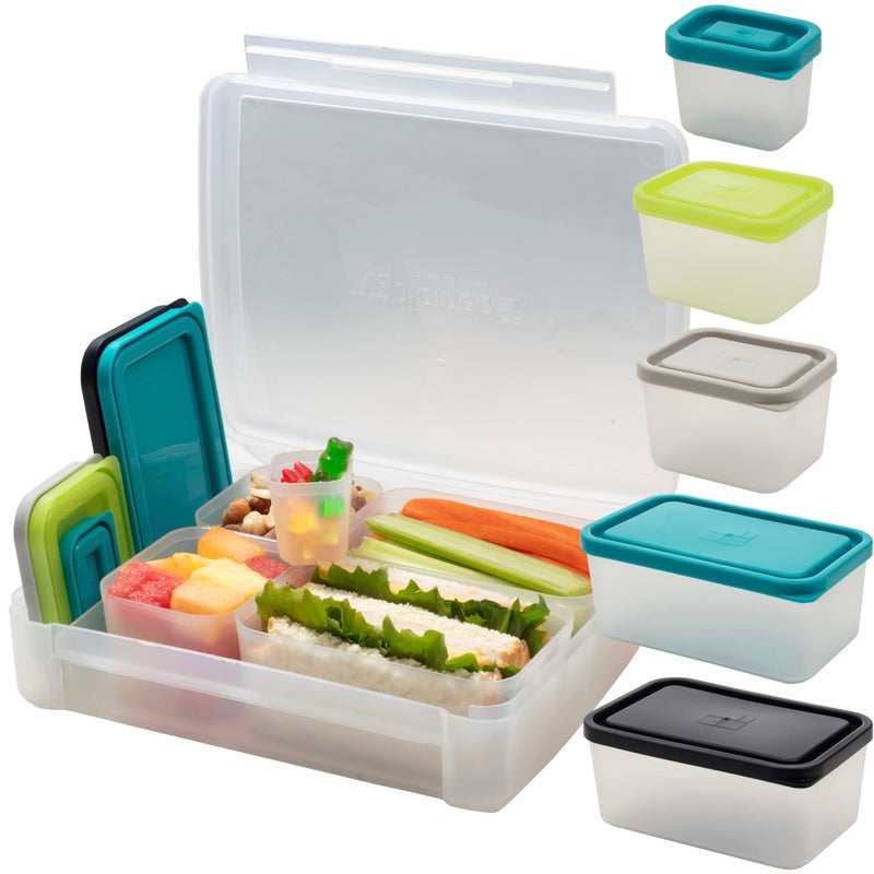 Bentology Bento Lunch Box Set w 5 Removable Nesting Containers Adaptable Inner Compartment Portion Sizes Meal Prep Snack Holders for Back to School Leakproof Durable BPA Free Dishwasher Safe