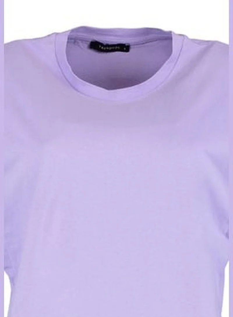 trendyol Lilac 100% Cotton Padded Basic Crew Neck Knitted T-Shirt TWOSS20TS0021
