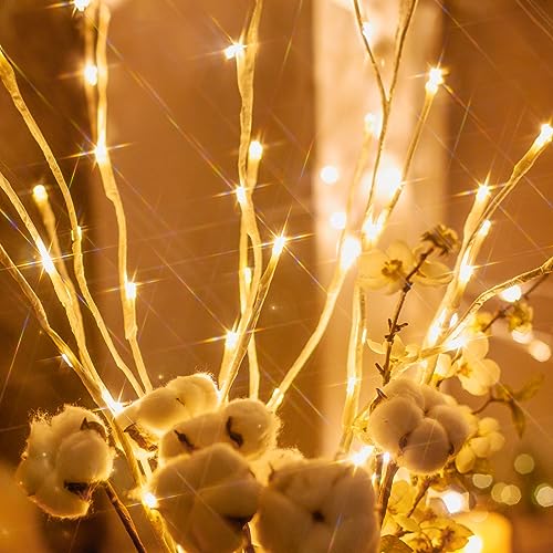 Vanthylit 3PK 30'' Lighted Birch Twig Branches with 60 LED Warm White Bulbs Waterproof Adapter in for Outdoor and Indoor Decor - Image 3