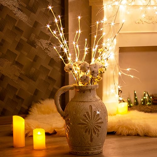Vanthylit 3PK 30'' Lighted Birch Twig Branches with 60 LED Warm White Bulbs Waterproof Adapter in for Outdoor and Indoor Decor - Image 2