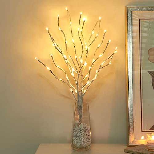 Vanthylit 3PK 30'' Lighted Birch Twig Branches with 60 LED Warm White Bulbs Waterproof Adapter in for Outdoor and Indoor Decor - Image 1