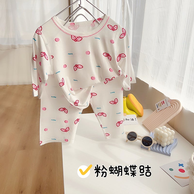 Anmeiya children's summer air conditioning clothing micro-business explosives boys and girls Tencel seven-point sleeve home clothing manufacturers wholesale - Image 1