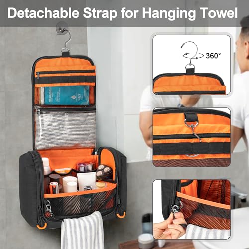 Prokva Tactical Toiletry Travel Bag for Men, Hanging Dopp Kit Hygiene Bag Shower Organizer with Hook for Toiletries and Shaving Care, Black (Empty Bag) - Image 5