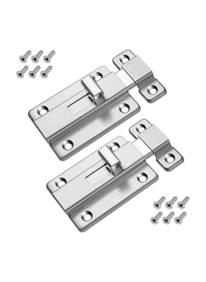Generic Door Bolts 2 Pieces Sliding Door Latch Stainless Steel Safety Sliding Door Locks with Screws for Bathroom Toilet Shed Bedroom Internal Doors 