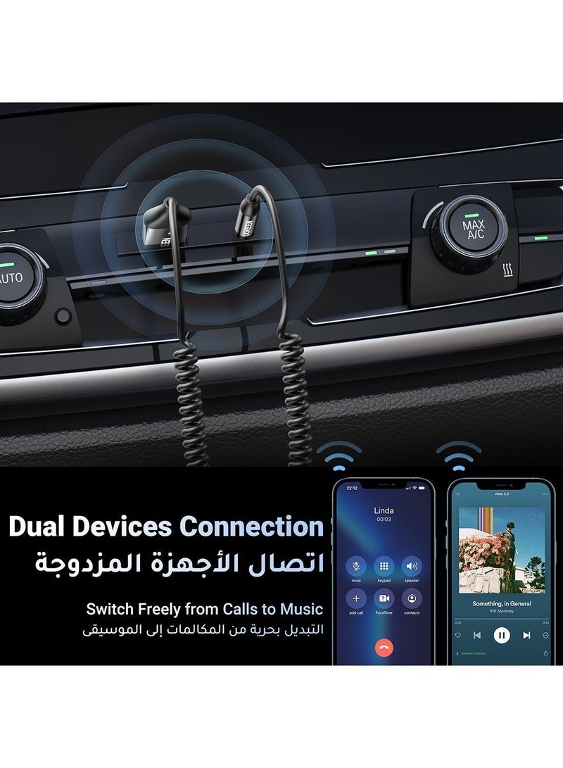 يو جرين مستقبل بلوتوث للسيارة إصدار بلوتوث 6.0 نطاق نقل 10 متر - مقبس USB 2.0 إلى 3.5 ملم طقم السيارة بدون استخدام اليدين جهاز استقبال الصوت مع ميكروفون مدمج لمكبر صوت السيارة والصوت المنزلي 70601 رمادي 70601, CM309 رمادي - Image 3