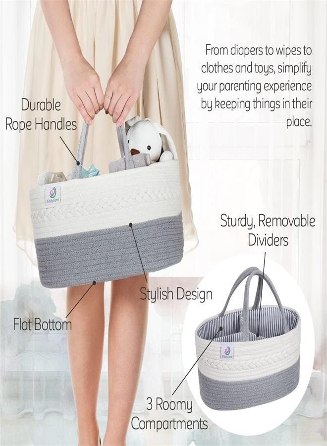 Baby Diaper Caddy Organizer Tote Bag - Nursery Storage Bin For Changing Table | Portable Car Travel Organizer - Image 4