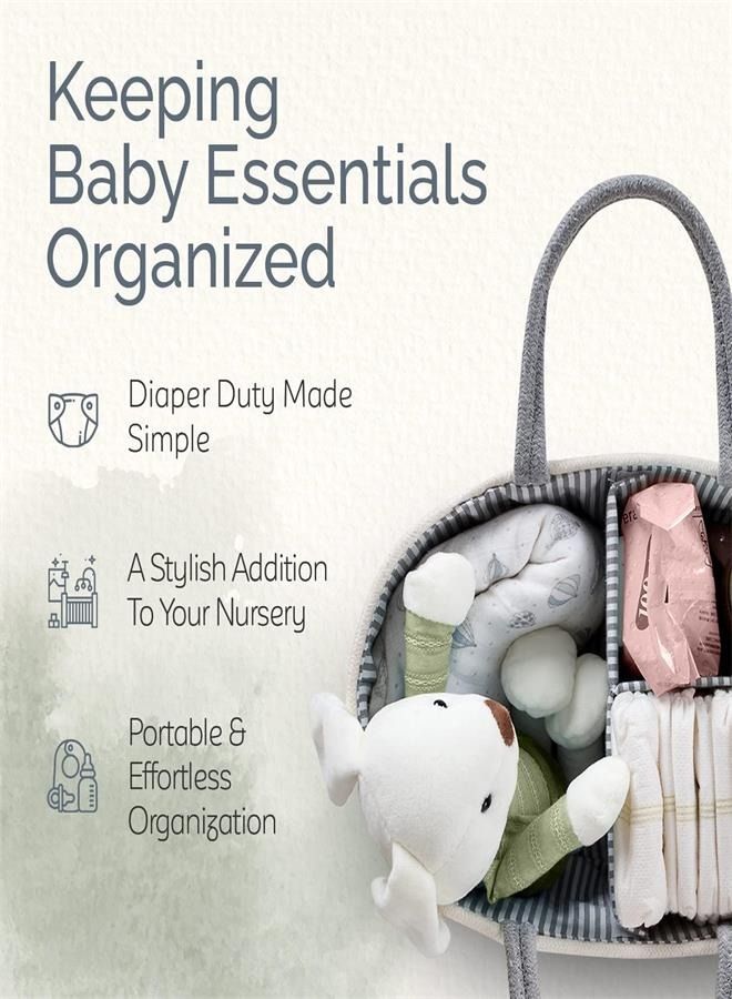 Baby Diaper Caddy Organizer Tote Bag - Nursery Storage Bin For Changing Table | Portable Car Travel Organizer - Image 2