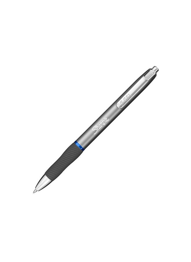Sharpie Sharpie S-Gel, Gel Pens, Sleek Metal Barrel, Gunmetal, Medium Point (0.7mm), Blue Ink, 12 Count  - Image 3