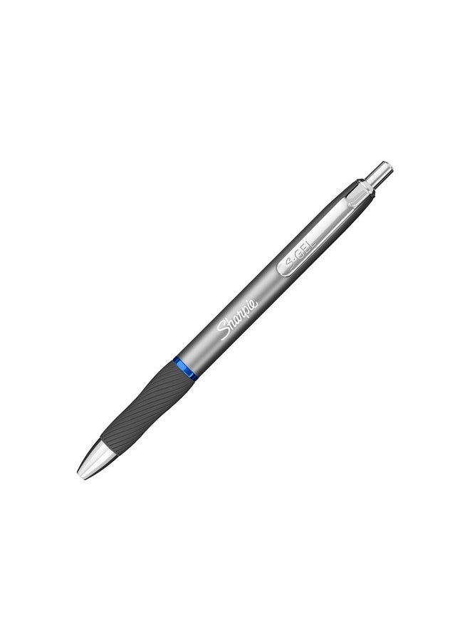 Sharpie Sharpie S-Gel, Gel Pens, Sleek Metal Barrel, Gunmetal, Medium Point (0.7mm), Blue Ink, 12 Count  - Image 4