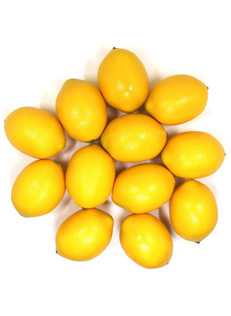 WsCrofts WsCrofts 12pcs Artificial Lemons - Lifelike Yellow Fake Lemons Faux Fruit for Home Kitchen Table Fruit Bowl Cabinet Party Xmas Decor (3.1"" inch)  - Image 1