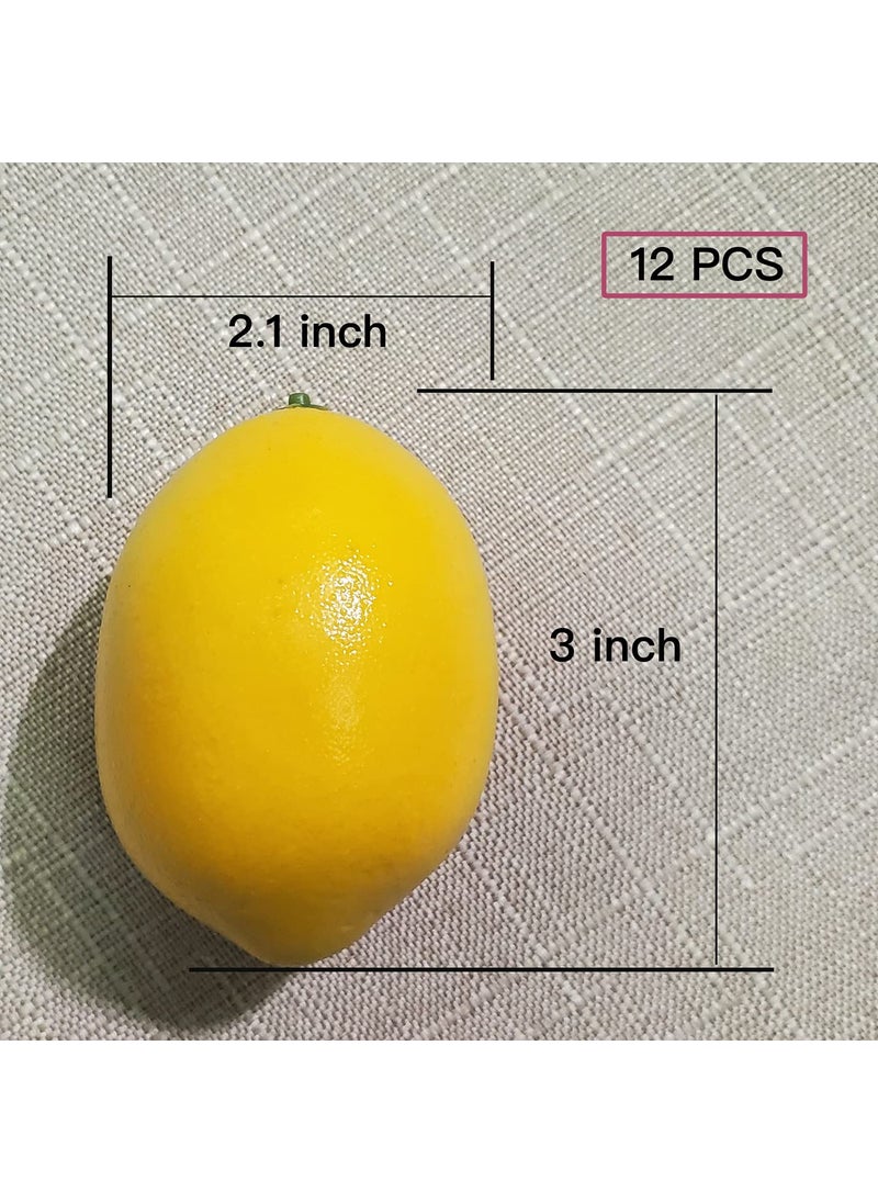 WsCrofts WsCrofts 12pcs Artificial Lemons - Lifelike Yellow Fake Lemons Faux Fruit for Home Kitchen Table Fruit Bowl Cabinet Party Xmas Decor (3.1"" inch)  - Image 2