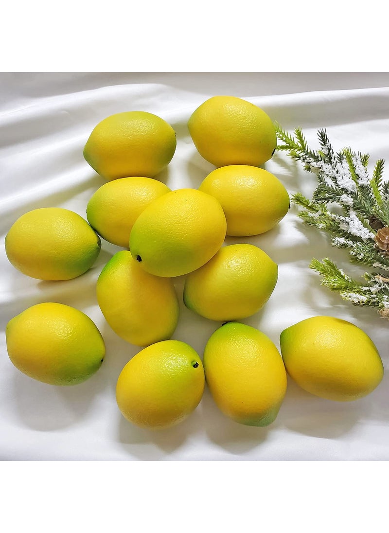WsCrofts WsCrofts 12pcs Artificial Lemons - Lifelike Yellow Fake Lemons Faux Fruit for Home Kitchen Table Fruit Bowl Cabinet Party Xmas Decor (3.1"" inch)  - Image 4