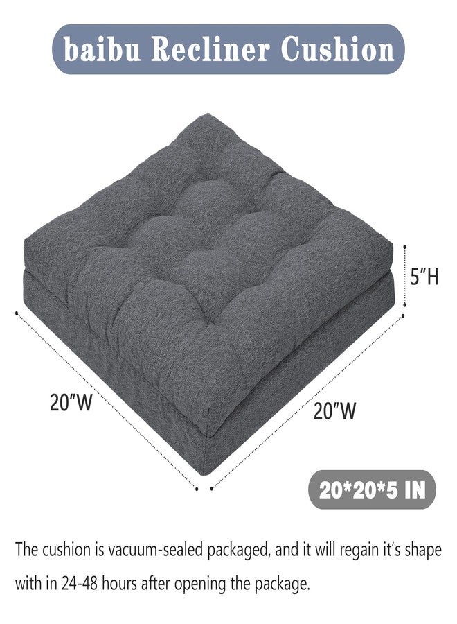 بايبو وسائد استرخاء كبيرة من بايبو مصنوعة من إسفنج الذاكرة لكبار السن، مقاس 20×20×5 بوصة، تصميم مزدوج الطبقات حاصل على براءة اختراع، وسادة مقعد استرخاء مانعة للانزلاق للأريكة، تسهل النهوض وتخفف آلام الورك والظهر، لون رمادي داكن - Image 3