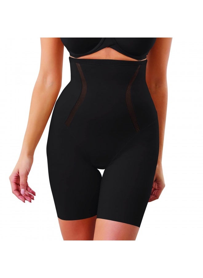 Maidenform Womens Maidenform Firm Foundations Hi-Waist Slimmer Thigh Shapewear, Black, Large Us