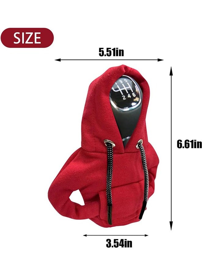 Generic 2PCS Car Gear Shift Cover, Fashionable Hoodie Car Shift Knob, Auto Interior Accessories, Universal Car Decor Accessories (Red & Black)  - Image 2