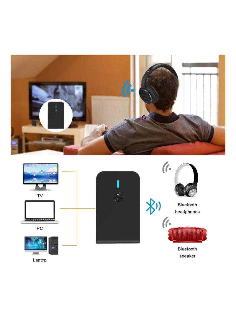 SYOSI - Bluetooth 5.0 Transmitter and Receiver, 3-in-1 Wireless Bluetooth Adapter, 3.5mm Bluetooth Audio Adapter for TV, PC, Headphones, Car Sound System, Speakers, Mini Portable, Low Latency(Black) - Image 1