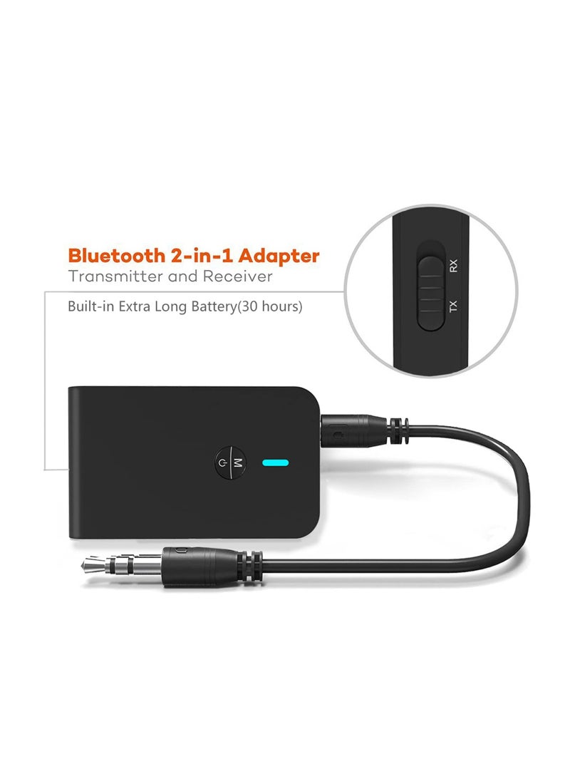 SYOSI - Bluetooth 5.0 Transmitter and Receiver, 3-in-1 Wireless Bluetooth Adapter, 3.5mm Bluetooth Audio Adapter for TV, PC, Headphones, Car Sound System, Speakers, Mini Portable, Low Latency(Black) - Image 1