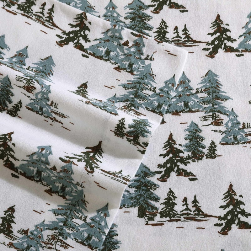 Eddie Bauer Eddie Bauer - King Sheets  Cotton Flannel Bedding Set  Brushed for Extra Softness  Cozy Home Decor  Oeko-Tex Certified (Snowy Pine Trees Green  King)  - Image 5
