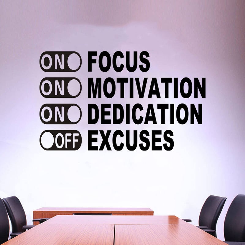 SEATUNE Motivational Wall Decals Gym Wall Decor Quotes Inspirational Classroom Office Workout Sport Positive Exercise Home Vinyl Art Stickers On Focus On Motivation On Dedication Off Excuses 20X12