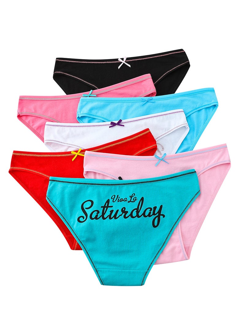 Zeemey Zeemey 7-Piece Cotton Bikini Breathable Panties Low Waist Fashionable Ladies Panties - Image 1