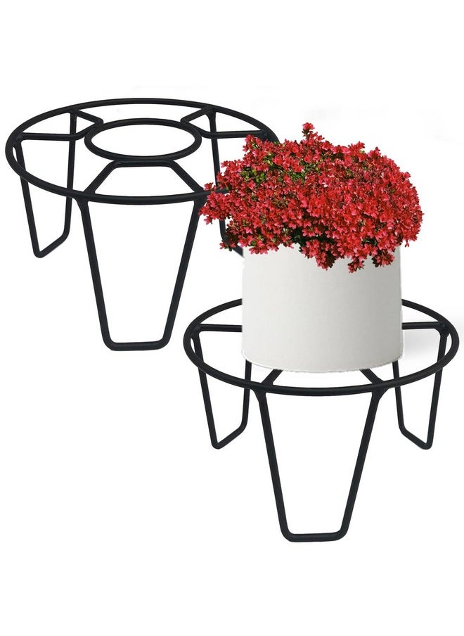 ORILEY Oriley Plant Round Stand Galvanised Metal Flower Pot Holder Indoor Gamla Support Corner Rack Outdoor Display Shelf for Home Garden Balcony Decoration - (Pack of 2, Multicolor)  - Image 1