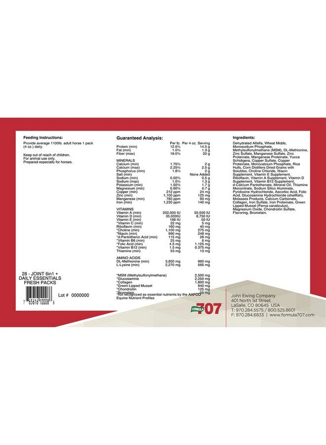 Formula 707 Formula 707 Joint 6in1 + Daily Essentials Combo Fresh Packs Equine Supplement, 28 Day Supply: Green-Lipped Mussel, Glucosamine, Chondroitin, Collagen, Bromelain & MSM + Complete Vitamins  - Image 2