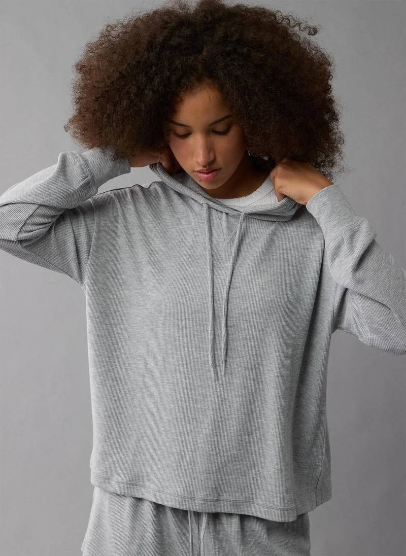 American Eagle Oversized Waffle Drawstring Hoodie