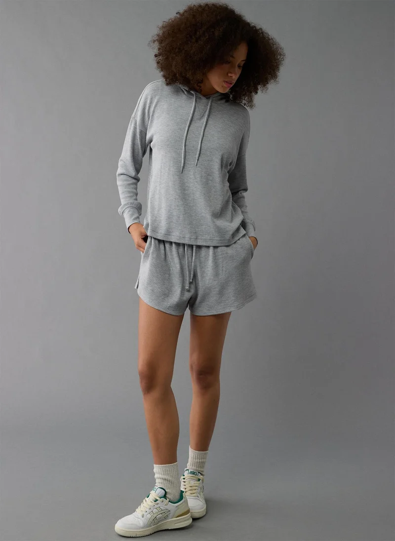 American Eagle Oversized Waffle Drawstring Hoodie