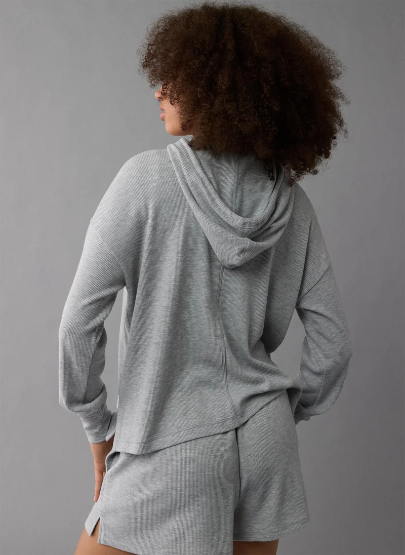 American Eagle Oversized Waffle Drawstring Hoodie