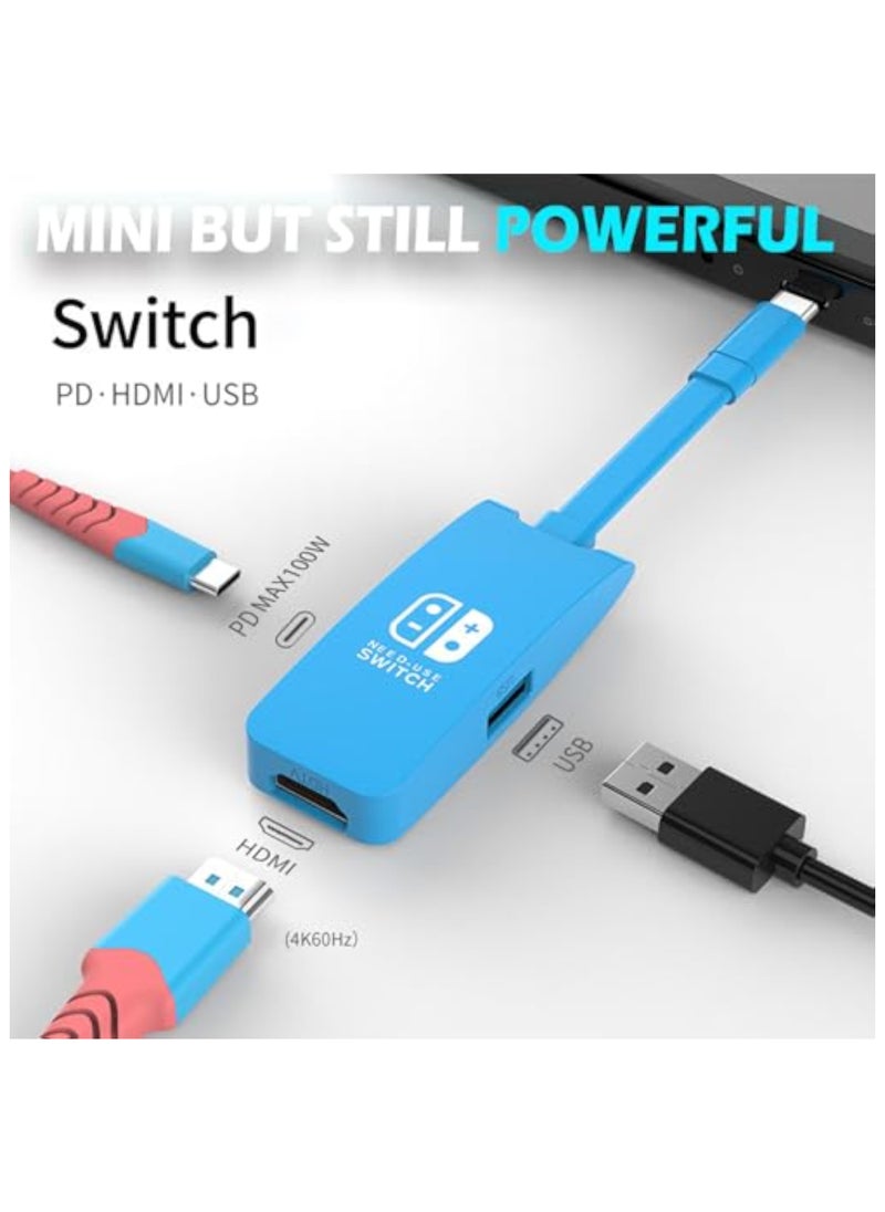 erorex - Switch HDMI Dock Adapter Compatible with Nintendo Switch/Switch OLED, Mini Portable USB-C to 4K HDMI USB Port TV Dock Charging Docking Station Base Adapter Hub for Travel Laptop Tablet Phone - Image 1