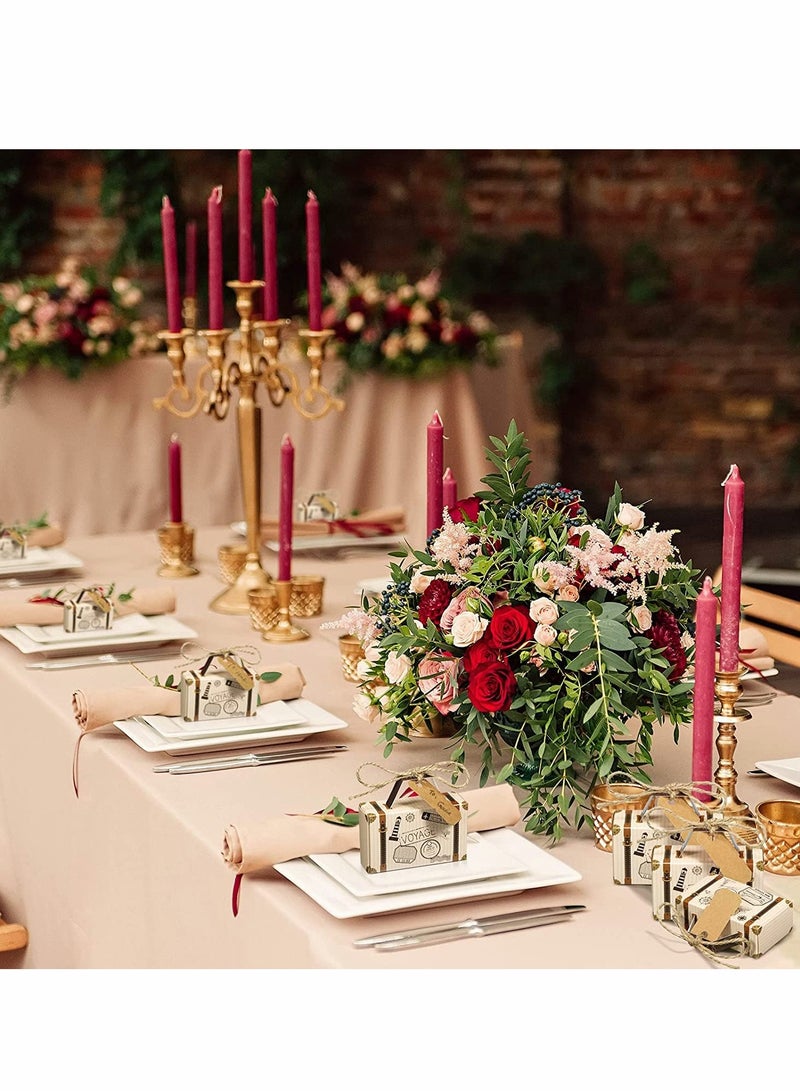 Excefore Small Candy Boxes 50pcs Travel Suitcase Favor Boxes with Burlap T Mini Vintage Kraft Candy Favor Boxes Gift Bags for Wedding Bridal Shower Travel Theme Party Supplies Party Rustic Candy Boxes - Image 2