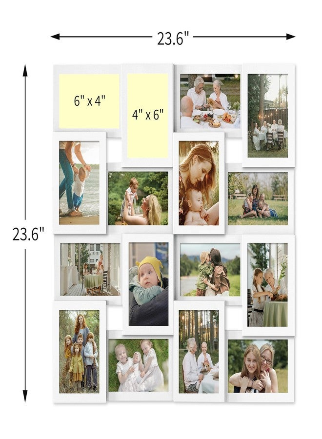 J.M.Deco Collage Picture Frames for Wall 16 Opening, Large Photo Frame Collage Wall Hanging for 4x6 Photo, Reunion Friends Family Memory - Pure White - Image 3
