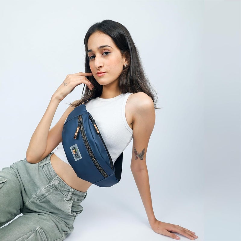 Monkey Troopers Ghost Waist Bag, Crossbody,Water-Resistant Fanny Pack | Sleek, Stylish, and Secure Fanny Pack | Chest Bag for Men Women Girls Boys, Causal, Travel, Hikking, Everyday (Navy) - Image 3