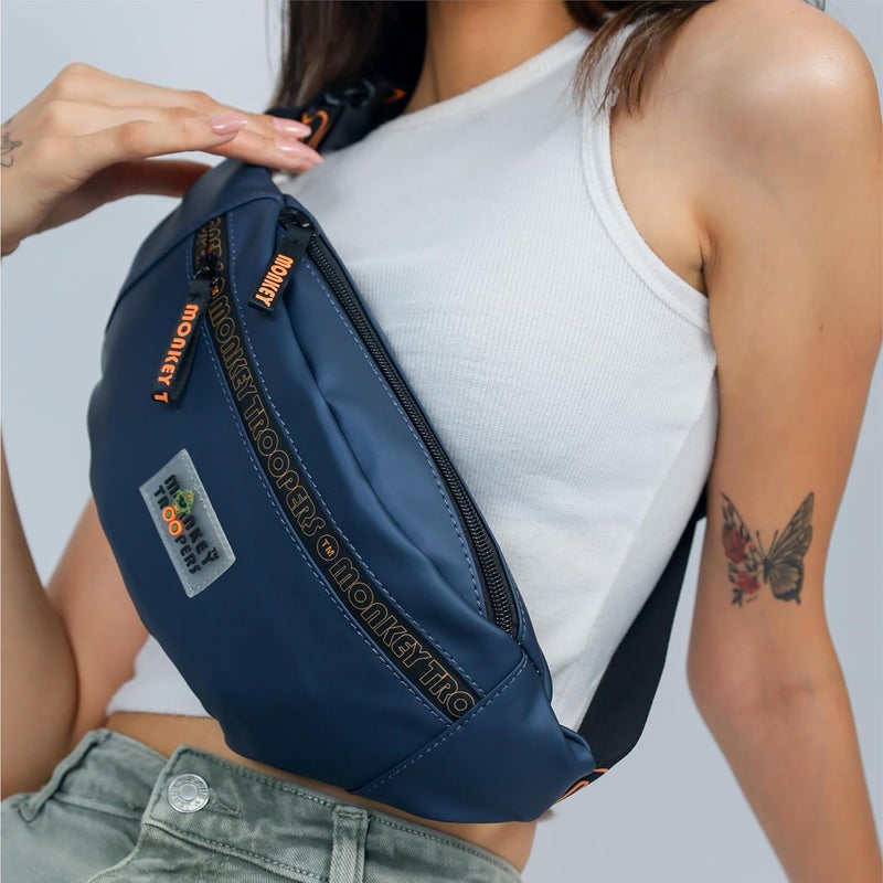 Monkey Troopers Ghost Waist Bag, Crossbody,Water-Resistant Fanny Pack | Sleek, Stylish, and Secure Fanny Pack | Chest Bag for Men Women Girls Boys, Causal, Travel, Hikking, Everyday (Navy) - Image 2
