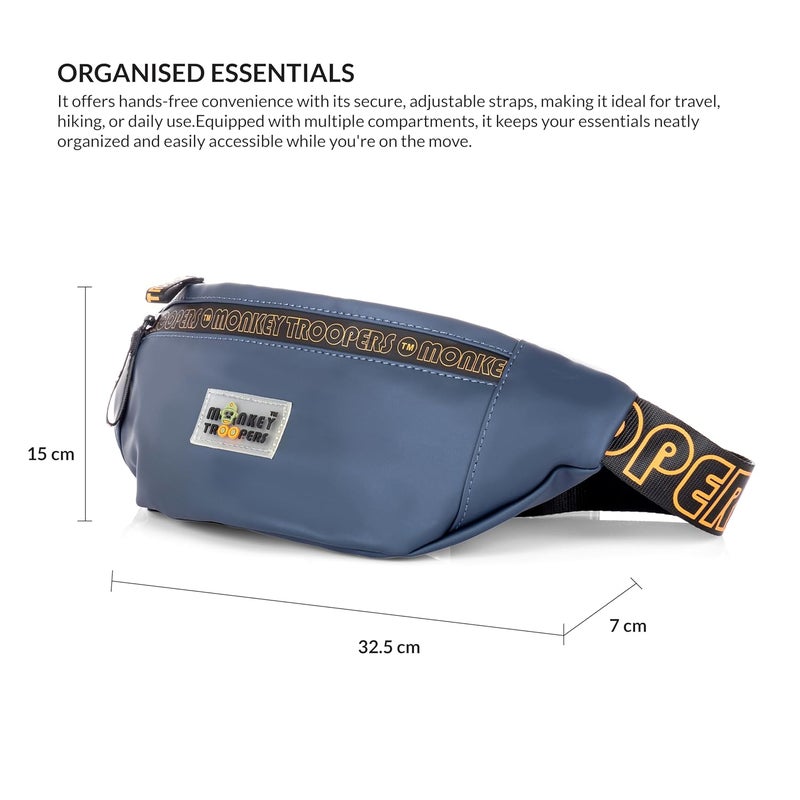 Monkey Troopers Ghost Waist Bag, Crossbody,Water-Resistant Fanny Pack | Sleek, Stylish, and Secure Fanny Pack | Chest Bag for Men Women Girls Boys, Causal, Travel, Hikking, Everyday (Navy) - Image 4