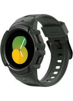 Spigen Rugged Armor Pro Case Cover With Band For Samsung Galaxy Watch 5 44mm (2022) - Military Green  - Image 1