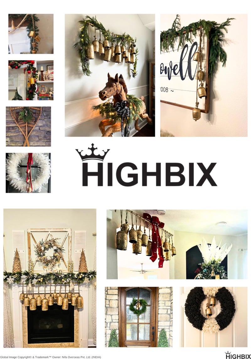 HIGHBIX Shabby Chic Hanging Bells Cluster – Rustic Handmade Metal Bell Décor for Wall, Door, Garden, or Festive Decoration (1, Heart Cut Cylinder) - Image 5