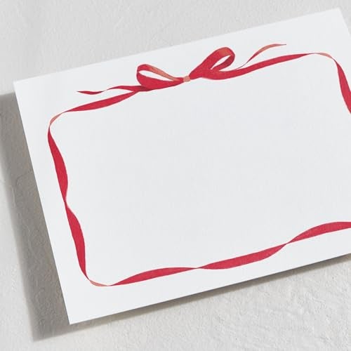 Minted Bow Stationery Cards, 10 Count, Blank Cards and Envelopes For Thank You Notes, Holiday Greeting, Invitations & Handwritten Messages, Note Cards & Stationery Set, Gifts for Women, Red Bow Theme - Image 2
