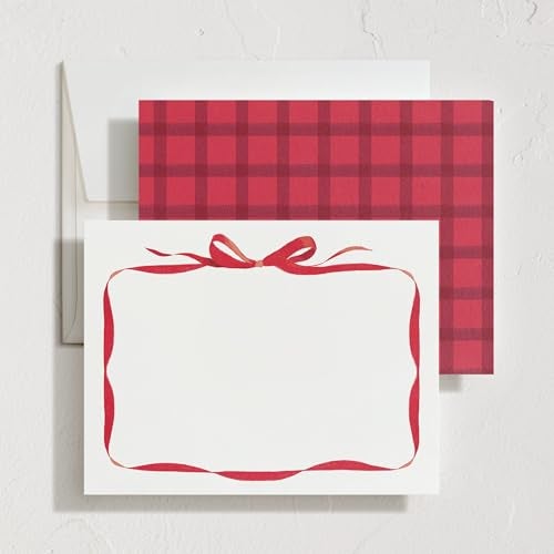 Minted Bow Stationery Cards, 10 Count, Blank Cards and Envelopes For Thank You Notes, Holiday Greeting, Invitations & Handwritten Messages, Note Cards & Stationery Set, Gifts for Women, Red Bow Theme - Image 4