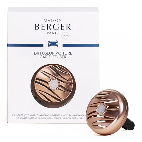 Maison Berger مايزون بيرجر - مجموعة معطر هواء السيارة القابلة لإعادة التعبئة - 1.75" قطر × 1.25" عمق - صنع في فرنسا (نحاس وردي) - Image 1