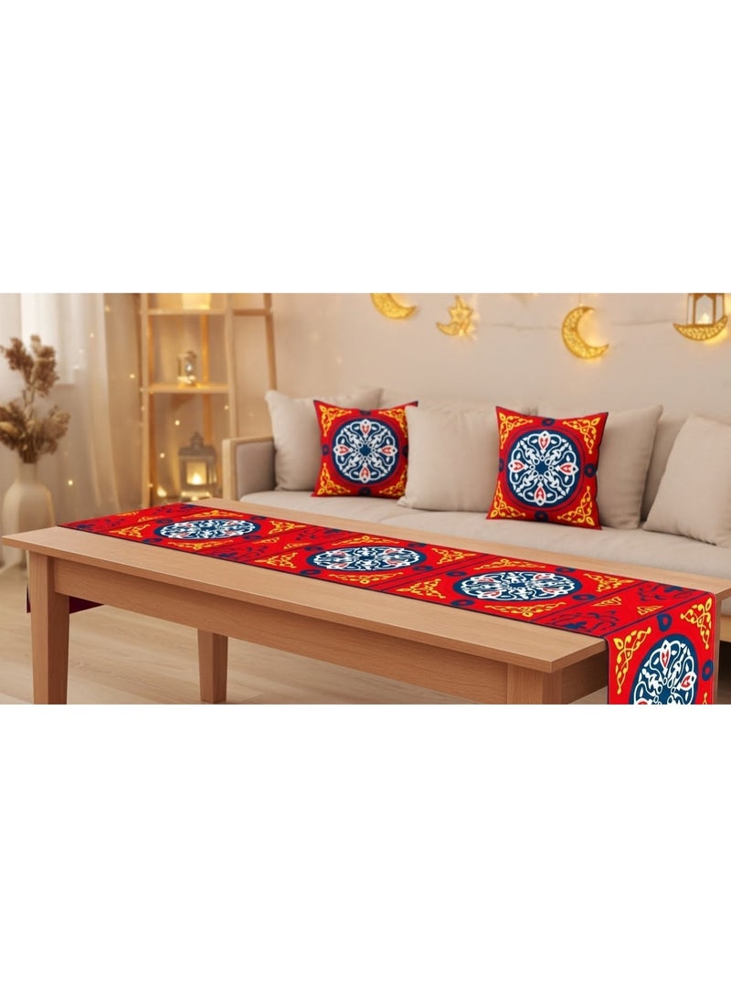 اي كي ديزاينيز طقم ديكور رمضان 3 قطع (2 غطاء وسادة + رانر سفرة)