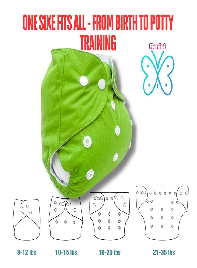 RENIAL Reusable Cloth Diapers For Kids Baby | insert Washable freesize Leakage Proof Cloth Diaper with Quick Dry For Baby Kids | UltraThin pads for babies between 3 months to 3 years (pack of 1) (green) - Image 5
