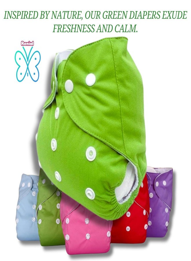 RENIAL Reusable Cloth Diapers For Kids Baby | insert Washable freesize Leakage Proof Cloth Diaper with Quick Dry For Baby Kids | UltraThin pads for babies between 3 months to 3 years (pack of 1) (green) - Image 4