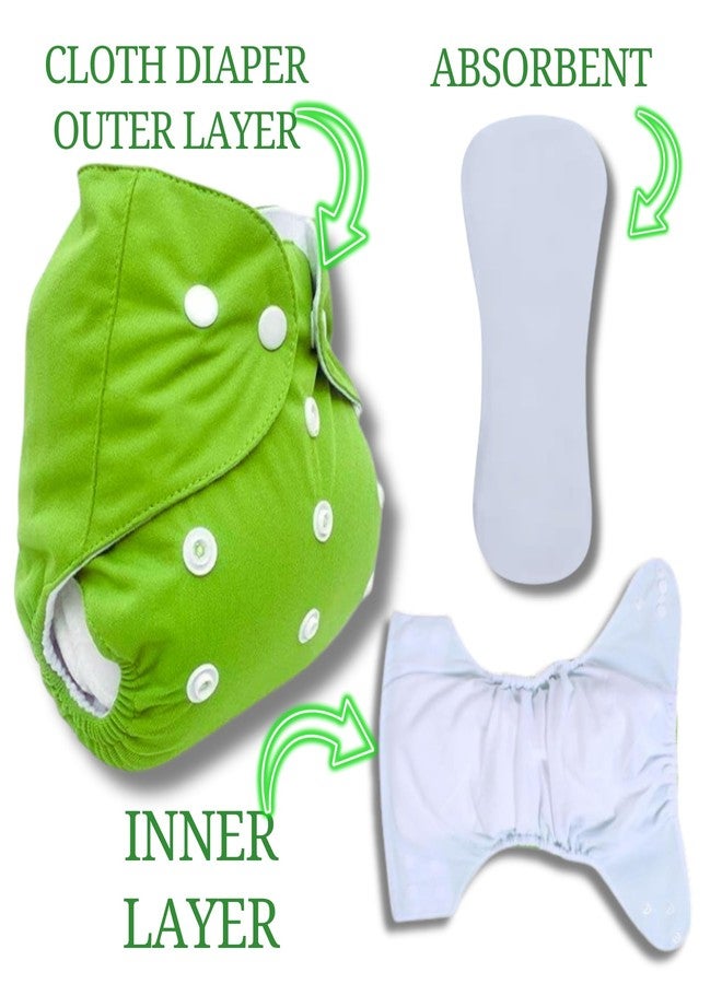 RENIAL Reusable Cloth Diapers For Kids Baby | insert Washable freesize Leakage Proof Cloth Diaper with Quick Dry For Baby Kids | UltraThin pads for babies between 3 months to 3 years (pack of 1) (green) - Image 2