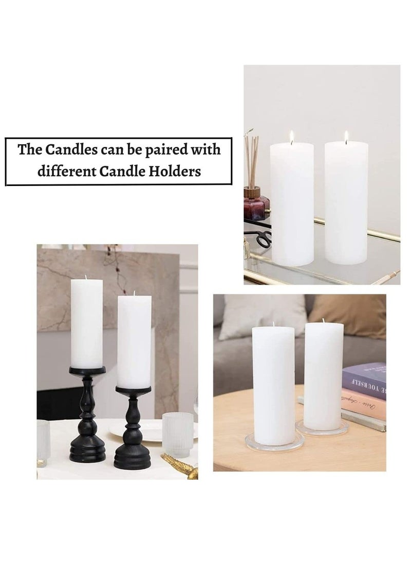 SIHIYA LIFE Set of 2 White Pillar Candles| 3 x 9 inch | Unscented & Dripless Candles for Decor, Events, Restaurants | Natural Wax with Cotton Wicks | 135 hrs/candle Burn Time  - Image 2