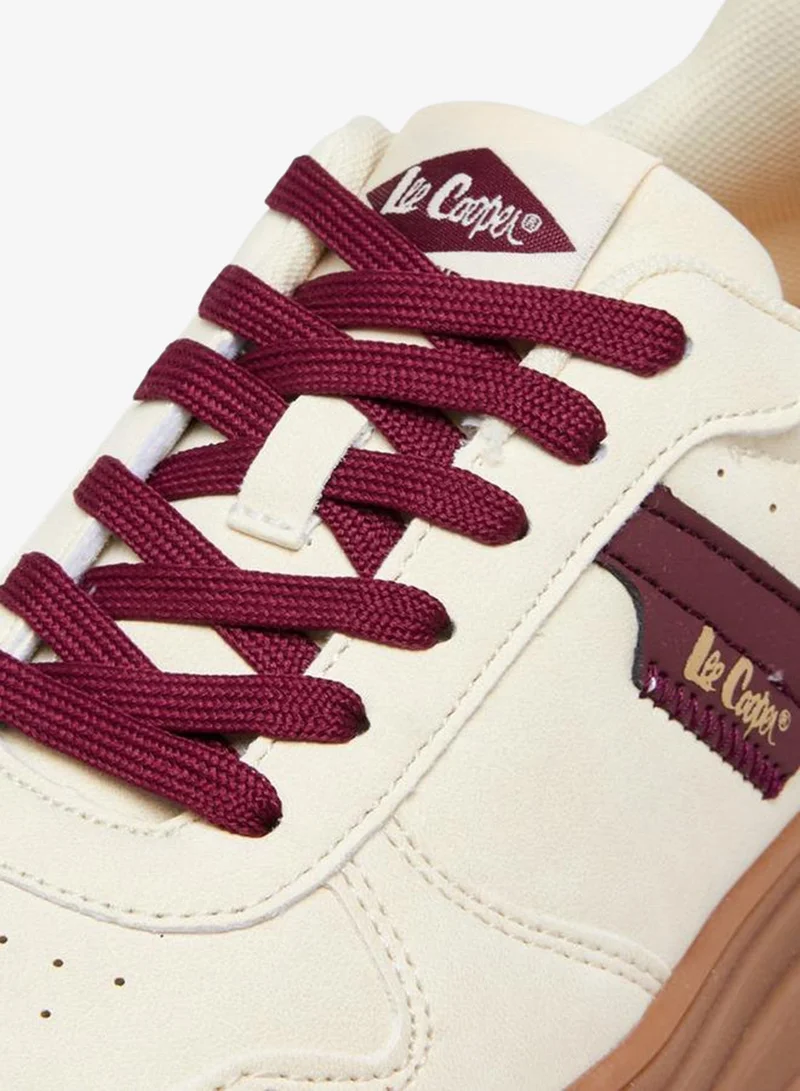 Lee Cooper BEIGE Women's Perforated Lace-Up Sneakers for Women | Best Price UAE