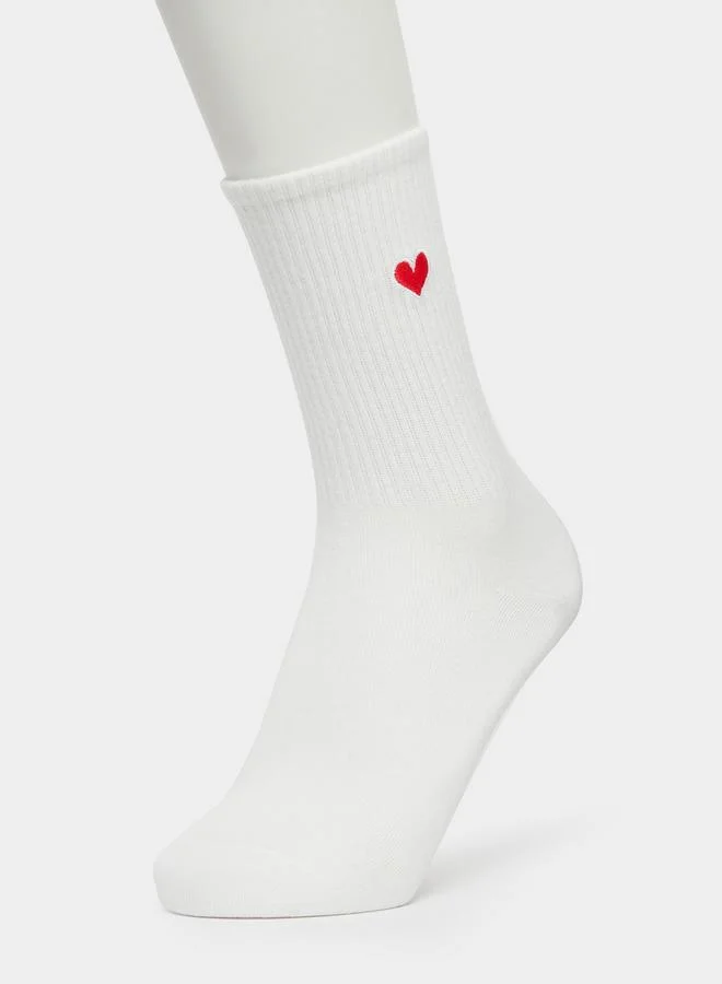 Styli Pack of 2 - Heart Print Crew Socks