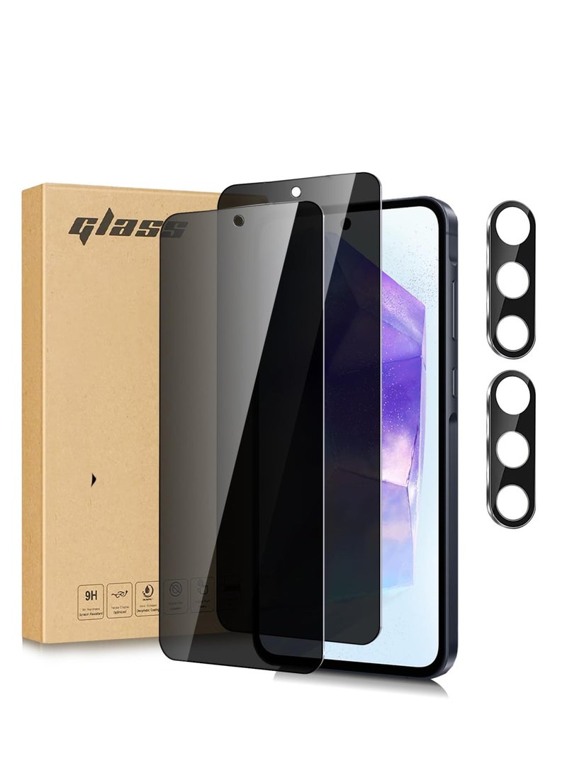 2+2 Pack for Samsung Galaxy A55 5G Privacy Screen Protector with Camera Lens Protector, Anti-Spy Tempered Glass Film,9H Hardness,Anti-Scratch, Easy Installation (Privacy, Galaxy A55) - Image 1